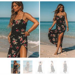 NWT Lovestitch Maddox Floral Maxi Dress, Black